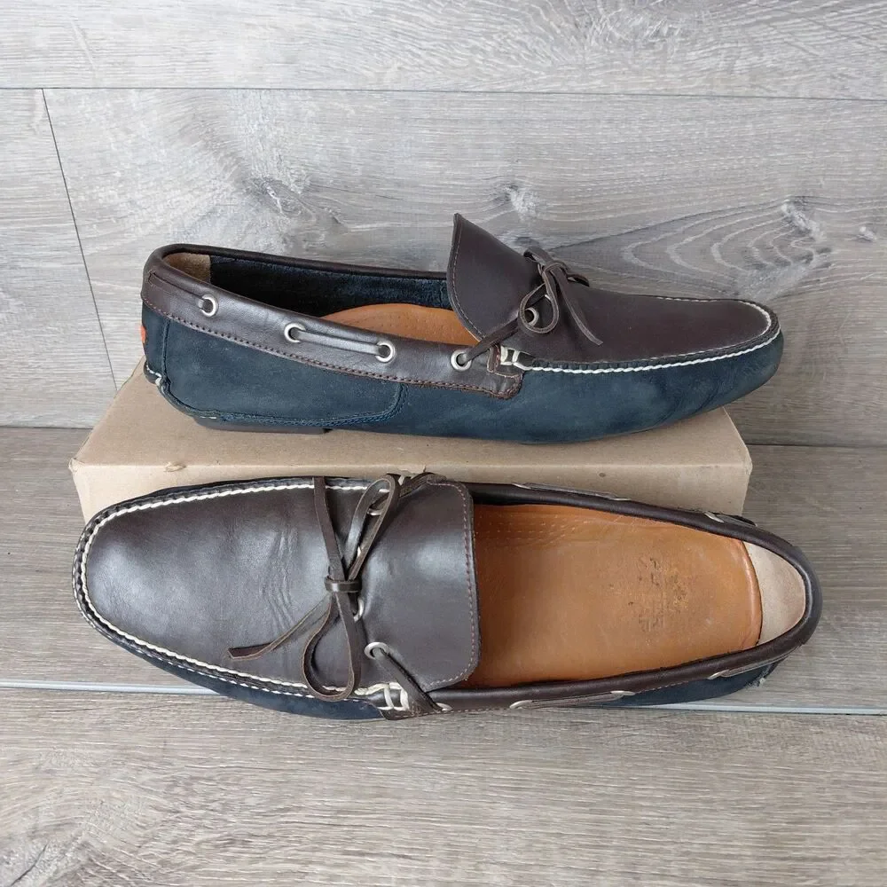 Peter Millar Driving Moccasin Loafer Men 10.5 Brown Leather Slip On Comfort Shoe